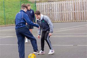 Boarding pupils playing football